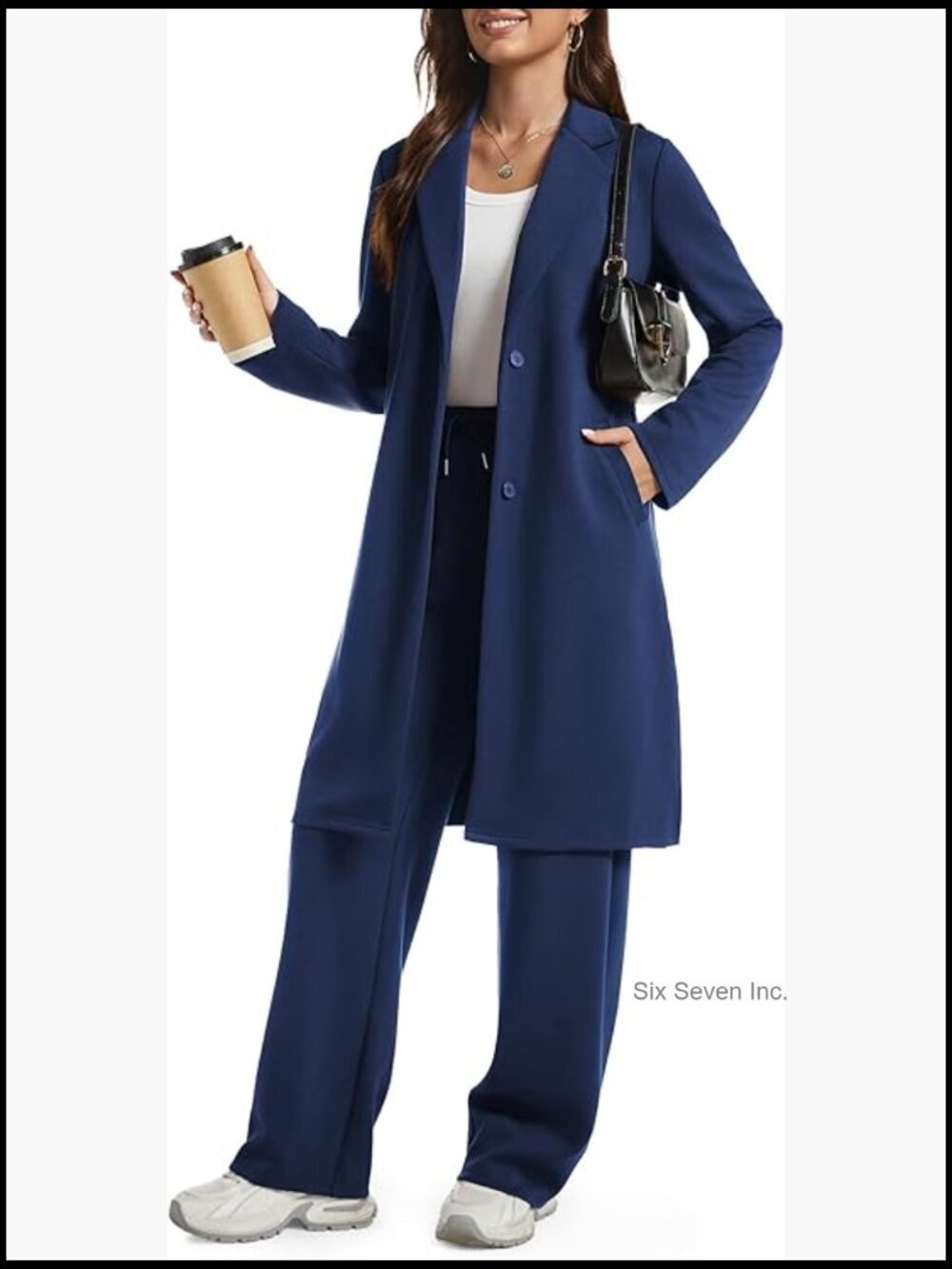 2 Piece Set Cardigan Pea Coat Wide Leg Pants Suit Lounge Outfits